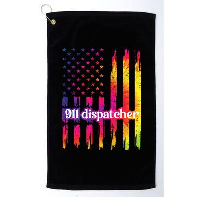 911 Dispatcher US Flag Emergency Dispatcher Platinum Collection Golf Towel