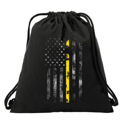911 Dispatcher With The American Flag On The Back Drawstring Bag