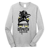 911 Dispatcher Week Dispatch Squad American Flag Messy Bun Long Sleeve Shirt