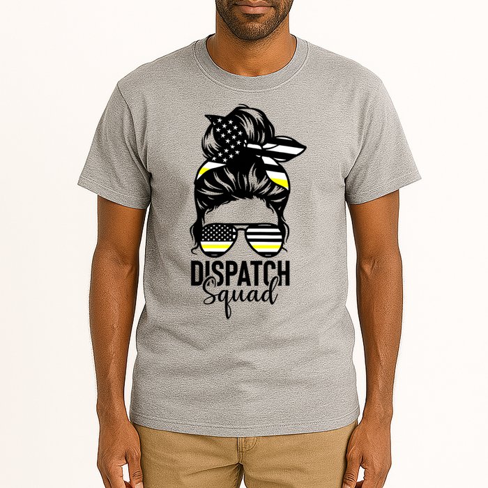 911 Dispatcher Week Dispatch Squad American Flag Messy Bun Tall T-Shirt