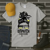 911 Dispatcher Week Dispatch Squad American Flag Messy Bun Tall T-Shirt
