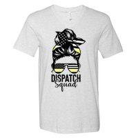 911 Dispatcher Week Dispatch Squad American Flag Messy Bun V-Neck T-Shirt