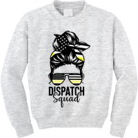 911 Dispatcher Week Dispatch Squad American Flag Messy Bun Kids Sweatshirt