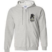 911 Dispatcher Week Dispatch Squad American Flag Messy Bun Full Zip Hoodie