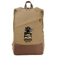 911 Dispatcher Week Dispatch Squad American Flag Messy Bun Cotton Canvas Backpack