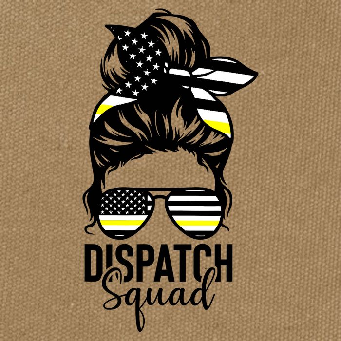 911 Dispatcher Week Dispatch Squad American Flag Messy Bun Cotton Canvas Backpack