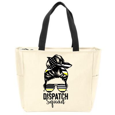 911 Dispatcher Week Dispatch Squad American Flag Messy Bun Zip Tote Bag