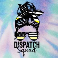 911 Dispatcher Week Dispatch Squad American Flag Messy Bun Legacy Tie Dye Trucker Hat