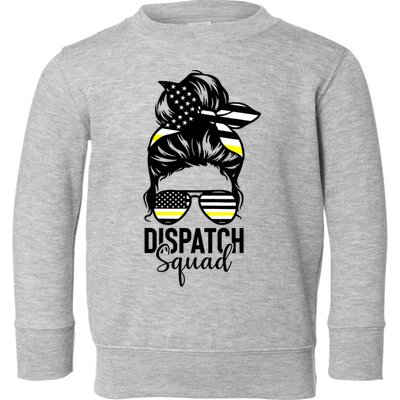 911 Dispatcher Week Dispatch Squad American Flag Messy Bun Toddler Sweatshirt