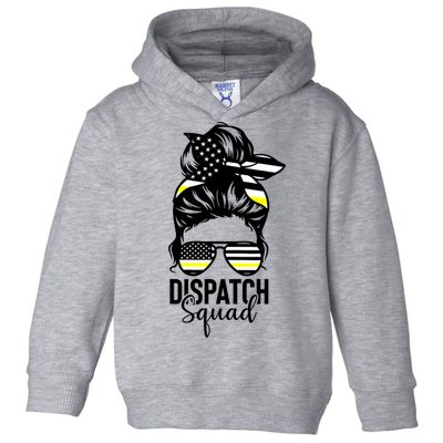 911 Dispatcher Week Dispatch Squad American Flag Messy Bun Toddler Hoodie
