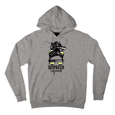 911 Dispatcher Week Dispatch Squad American Flag Messy Bun Tall Hoodie