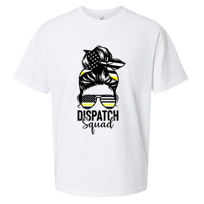 911 Dispatcher Week Dispatch Squad American Flag Messy Bun Sueded Cloud Jersey T-Shirt