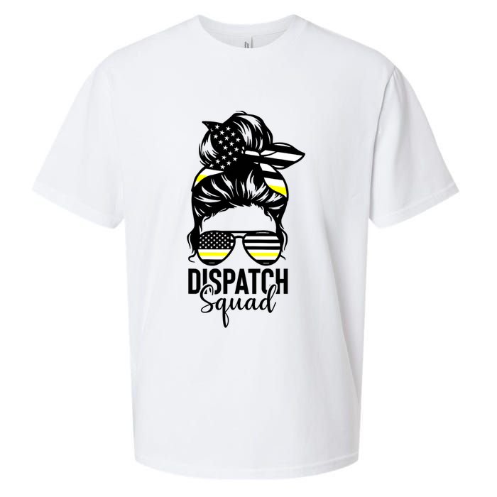 911 Dispatcher Week Dispatch Squad American Flag Messy Bun Sueded Cloud Jersey T-Shirt