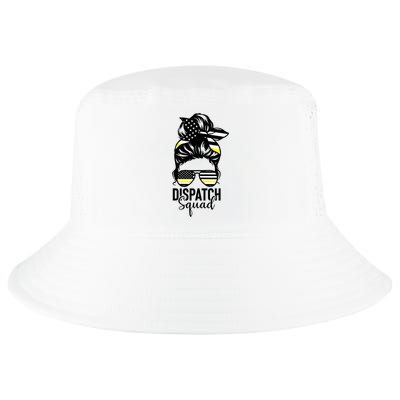 911 Dispatcher Week Dispatch Squad American Flag Messy Bun Cool Comfort Performance Bucket Hat
