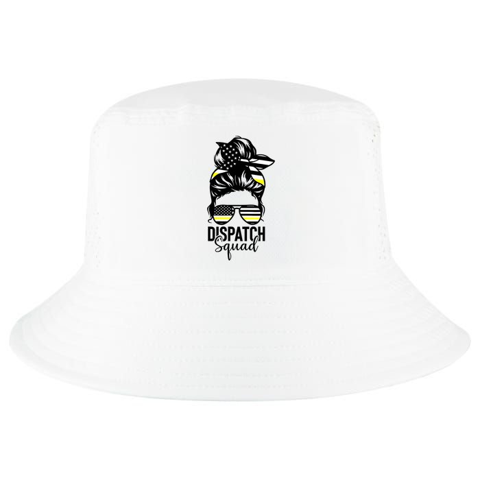 911 Dispatcher Week Dispatch Squad American Flag Messy Bun Cool Comfort Performance Bucket Hat