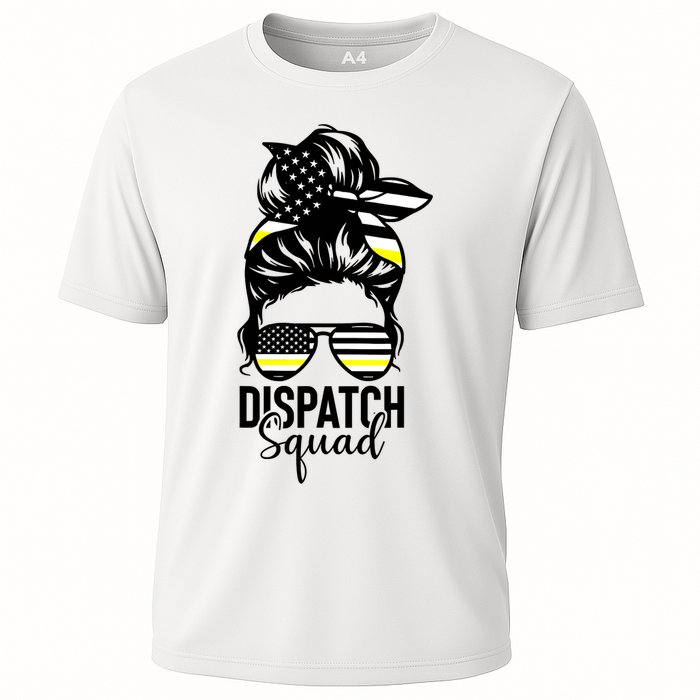 911 Dispatcher Week Dispatch Squad American Flag Messy Bun Performance Shirt