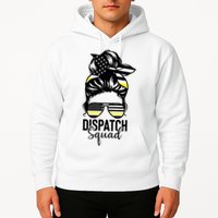 911 Dispatcher Week Dispatch Squad American Flag Messy Bun Hoodie