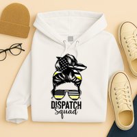 911 Dispatcher Week Dispatch Squad American Flag Messy Bun Hoodie