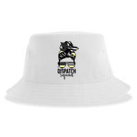 911 Dispatcher Week Dispatch Squad American Flag Messy Bun Sustainable Bucket Hat