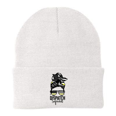 911 Dispatcher Week Dispatch Squad American Flag Messy Bun Beanie