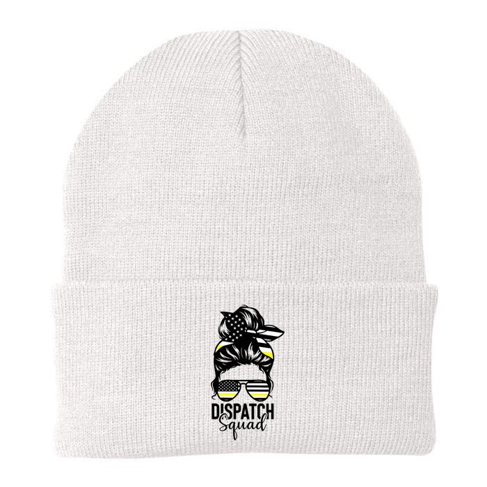 911 Dispatcher Week Dispatch Squad American Flag Messy Bun Beanie