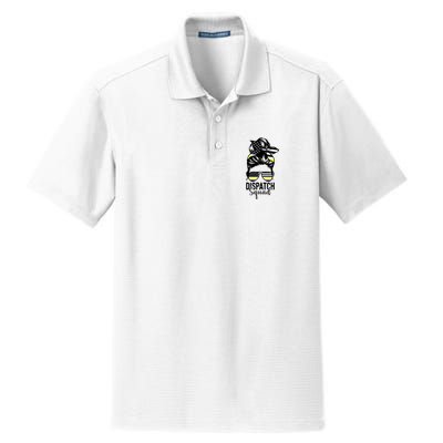 911 Dispatcher Week Dispatch Squad American Flag Messy Bun Dry Zone Grid Polo