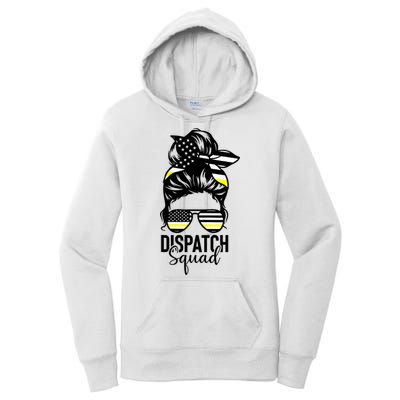911 Dispatcher Week Dispatch Squad American Flag Messy Bun Women's Pullover Hoodie
