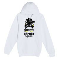 911 Dispatcher Week Dispatch Squad American Flag Messy Bun Premium Pullover Hoodie