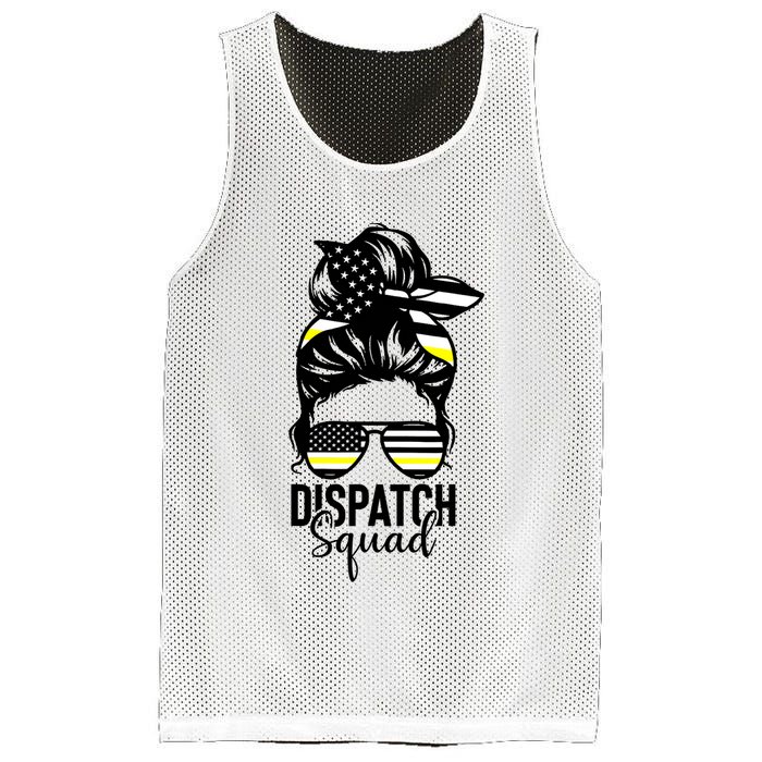 911 Dispatcher Week Dispatch Squad American Flag Messy Bun Mesh Reversible Basketball Jersey Tank