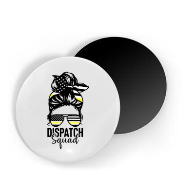 911 Dispatcher Week Dispatch Squad American Flag Messy Bun Magnet