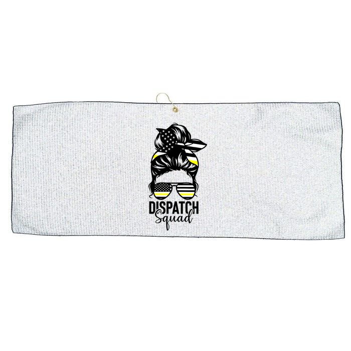 911 Dispatcher Week Dispatch Squad American Flag Messy Bun Large Microfiber Waffle Golf Towel