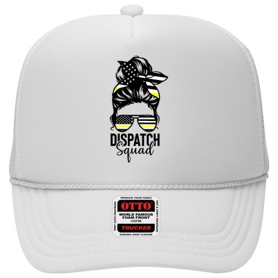 911 Dispatcher Week Dispatch Squad American Flag Messy Bun Trucker Hat