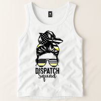 911 Dispatcher Week Dispatch Squad American Flag Messy Bun Tank Top