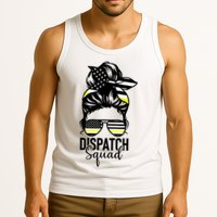 911 Dispatcher Week Dispatch Squad American Flag Messy Bun Tank Top