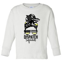 911 Dispatcher Week Dispatch Squad American Flag Messy Bun Toddler Long Sleeve Shirt