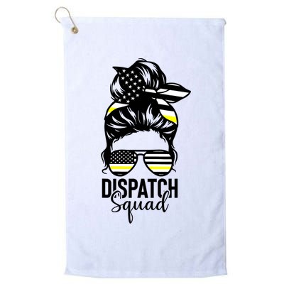 911 Dispatcher Week Dispatch Squad American Flag Messy Bun Golf Towel