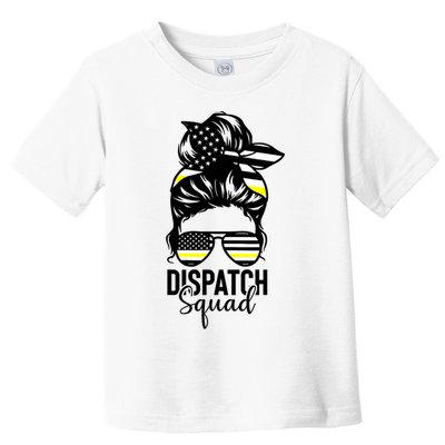 911 Dispatcher Week Dispatch Squad American Flag Messy Bun Toddler T-Shirt