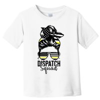 911 Dispatcher Week Dispatch Squad American Flag Messy Bun Toddler T-Shirt