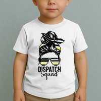 911 Dispatcher Week Dispatch Squad American Flag Messy Bun Toddler T-Shirt