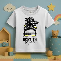 911 Dispatcher Week Dispatch Squad American Flag Messy Bun Toddler T-Shirt