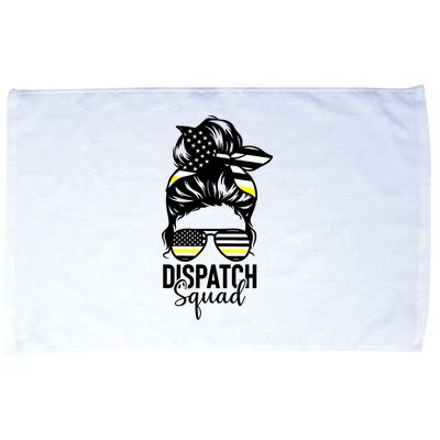 911 Dispatcher Week Dispatch Squad American Flag Messy Bun Microfiber Hand Towel