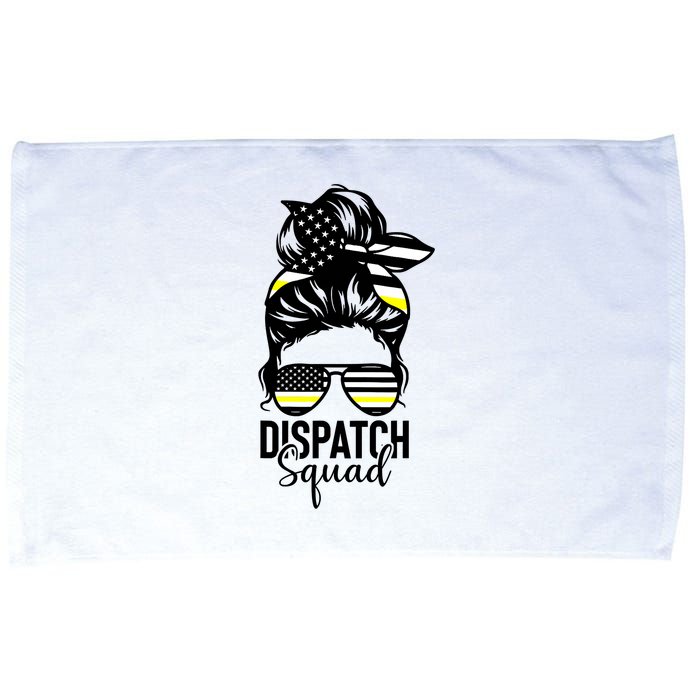 911 Dispatcher Week Dispatch Squad American Flag Messy Bun Microfiber Hand Towel