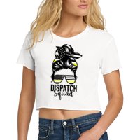 911 Dispatcher Week Dispatch Squad American Flag Messy Bun Crop Top