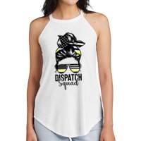 911 Dispatcher Week Dispatch Squad American Flag Messy Bun Women's Perfect Tri Rocker Tank