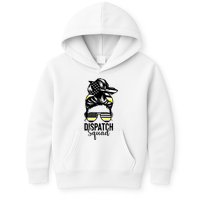 911 Dispatcher Week Dispatch Squad American Flag Messy Bun Kids Hoodie