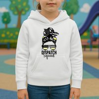 911 Dispatcher Week Dispatch Squad American Flag Messy Bun Kids Hoodie