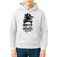 911 Dispatcher Week Dispatch Squad American Flag Messy Bun Kids Hoodie