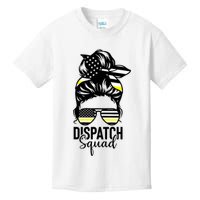 911 Dispatcher Week Dispatch Squad American Flag Messy Bun Kids T-Shirt