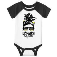 911 Dispatcher Week Dispatch Squad American Flag Messy Bun Infant Baby Jersey Bodysuit