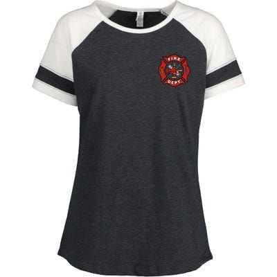 9/11 Fire Department Pocket Logo FDNY 20TH Anniversary Back & Front Enza Ladies Jersey Colorblock Tee